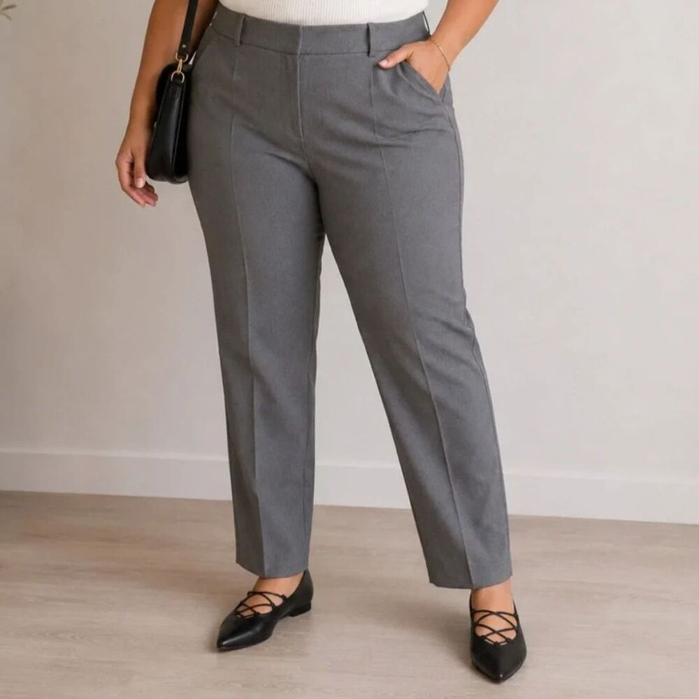 NWT Lane Brayant Gray Straight Leg Lena Classic Trouser Pants Sz 26L